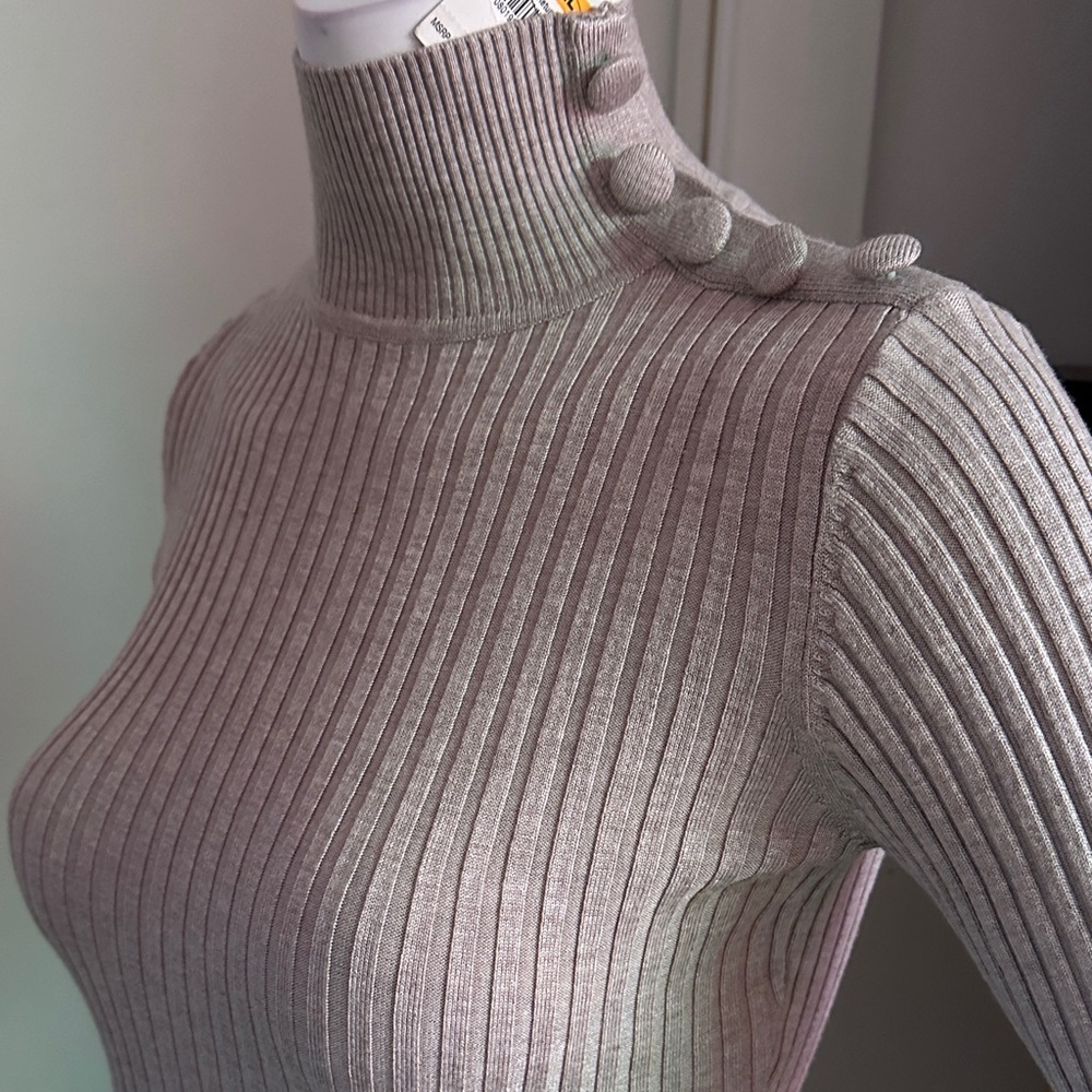 New gorgeous tan beige Ribbed Turtleneck Sweater INC international concept cream